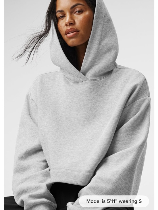 ALO Yoga Tops - ALO Yoga Bae Hoodie Athletic Heather Grey Cropped Hooded Sweatshirt